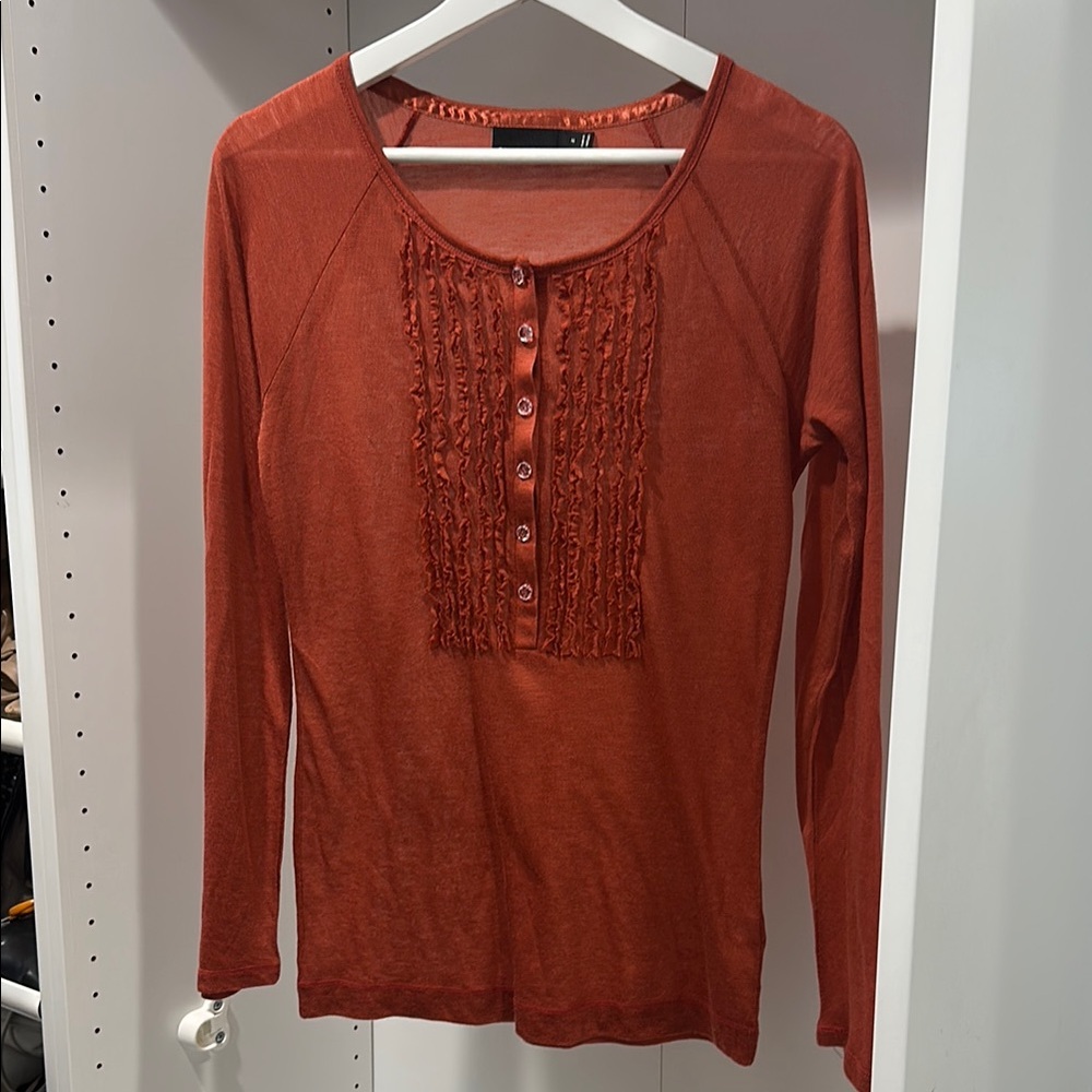 The Limited Orange Embellished Bib Collar Blouse